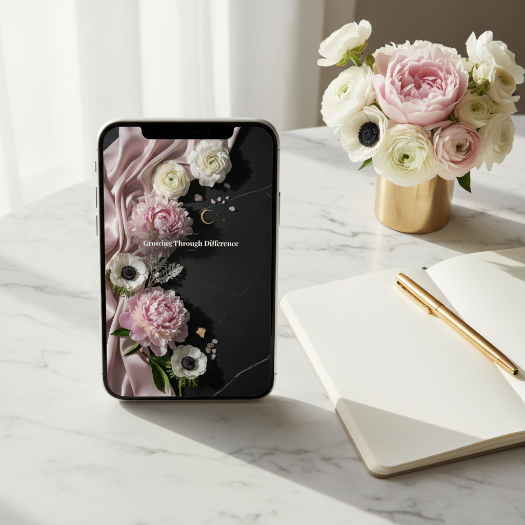 14. Growing Through Difference — Mobile Desk Mockup