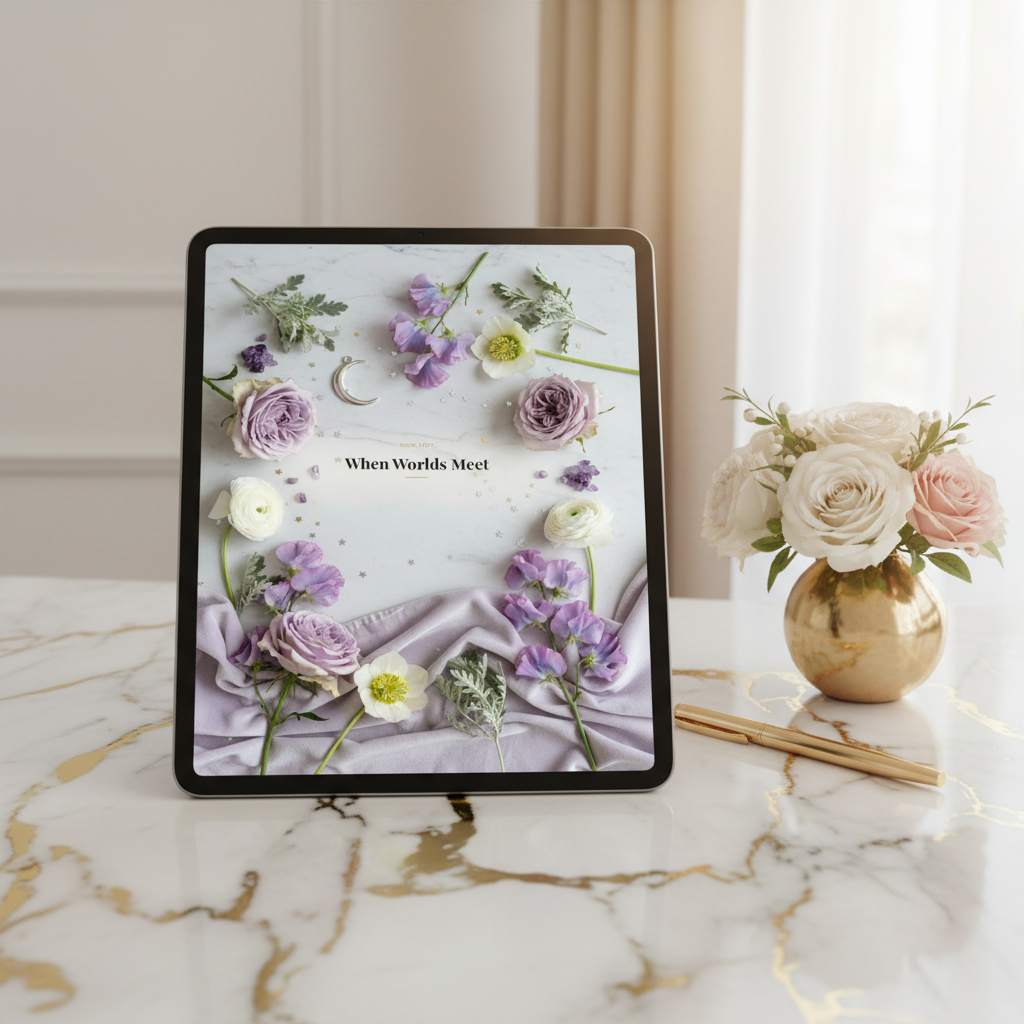 30. When Worlds Meet — Tablet Desk Mockup