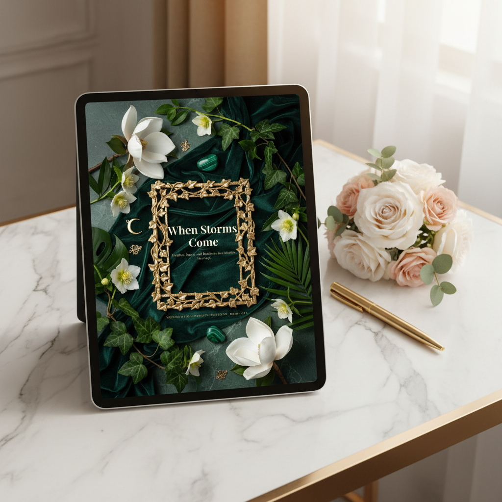 4. When Storms Come — Tablet Desk Mockup