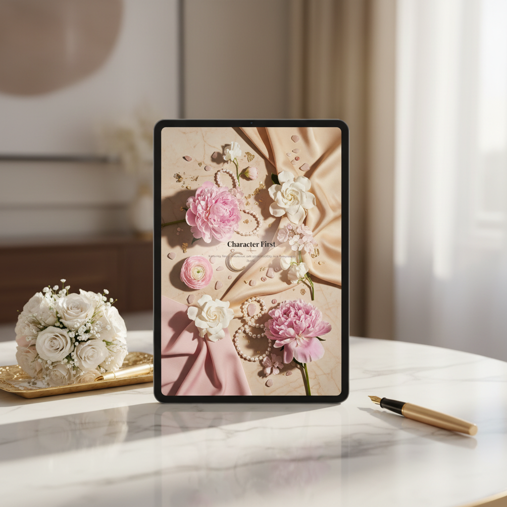8. Character First — Tablet Desk Mockup