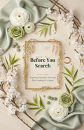Before You Search book cover — sage and gold floral, Islamic marriage readiness ebook