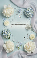 Two Different People ebook cover — blue diagonal floral design