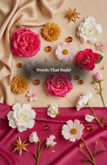 Words That Build ebook cover — dark floral honey gold design