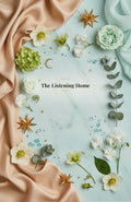 The Listening Home ebook cover — silver mint floral design