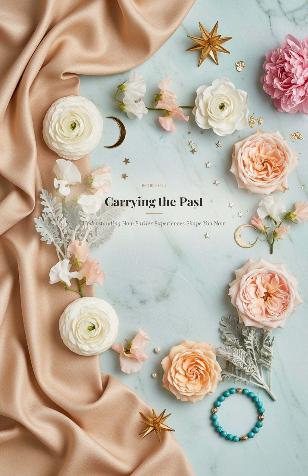 Carrying The Past ebook cover — silver peach floral design