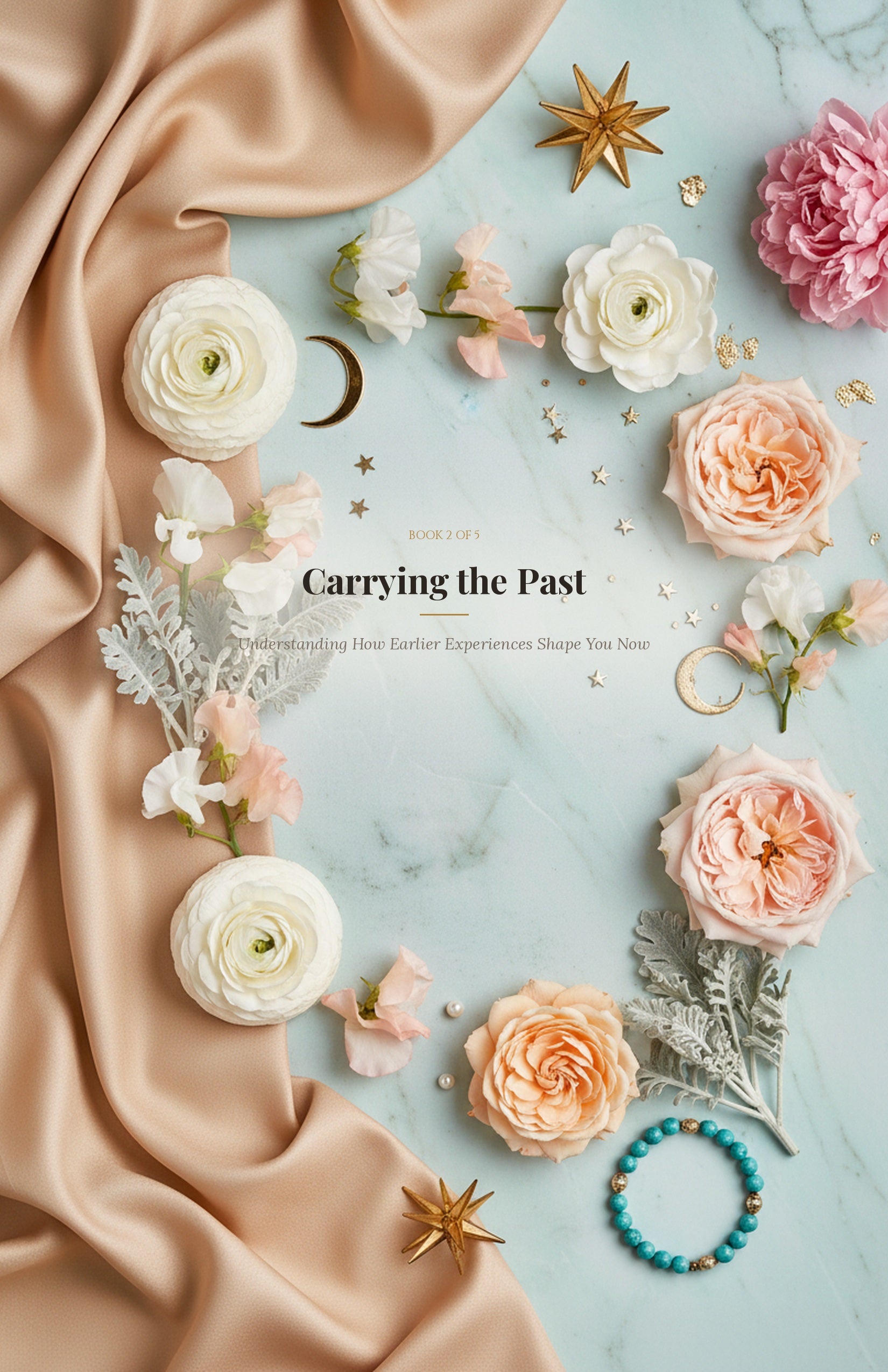 Carrying The Past ebook cover — silver peach floral design