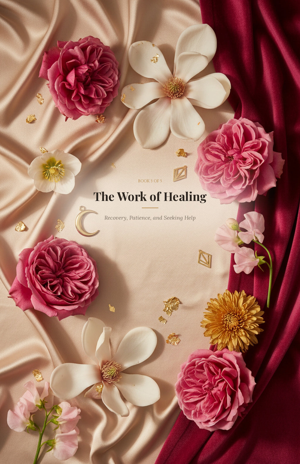 The Work of Healing ebook cover — magnolia art deco floral design
