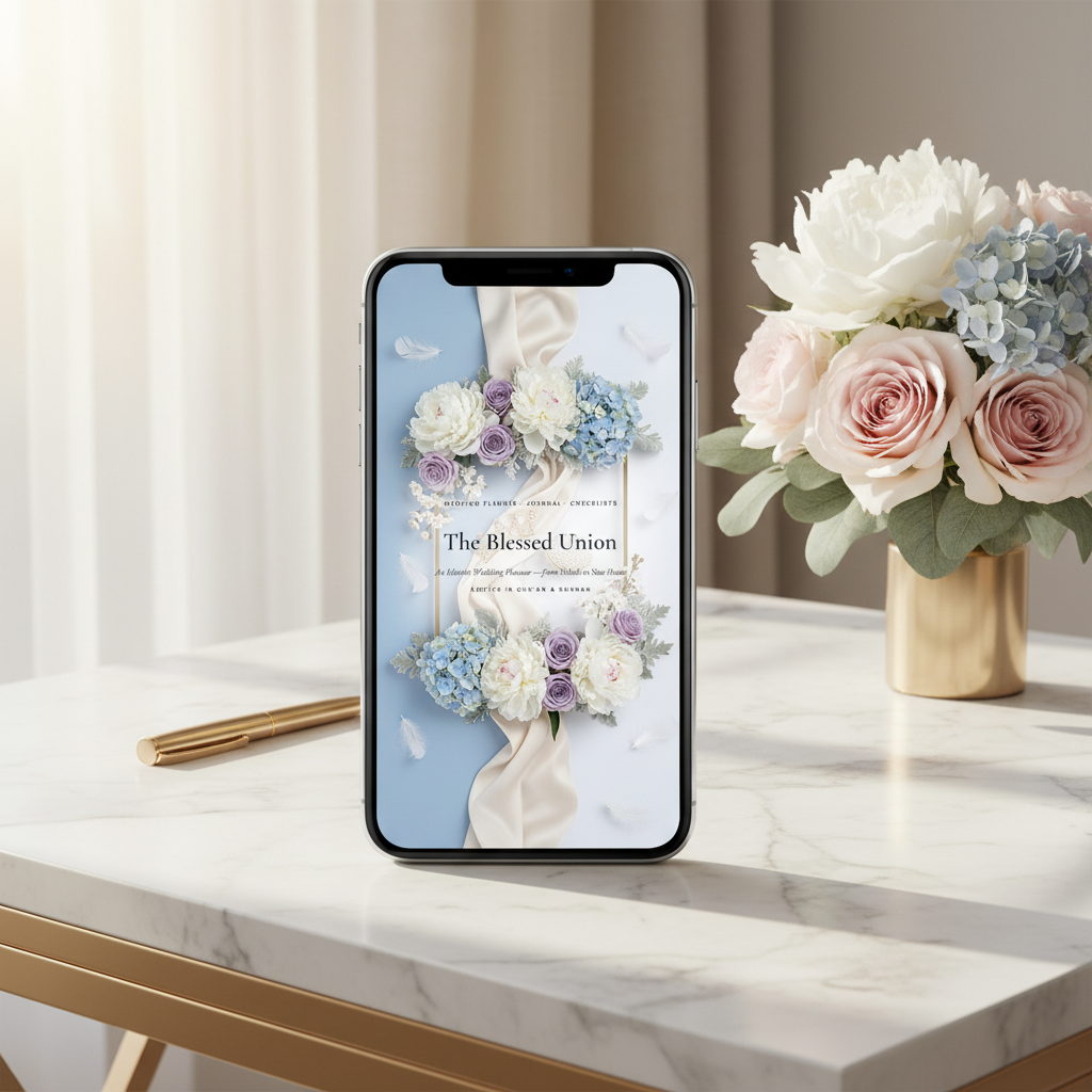 J1. The Blessed Union Wedding Planner — Mobile Desk Mockup