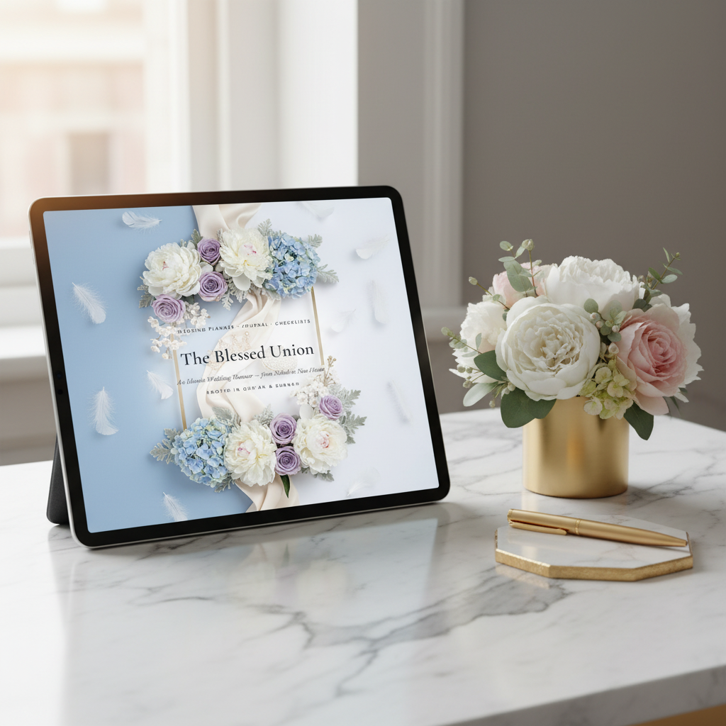 J1. The Blessed Union Wedding Planner — Tablet Desk Mockup