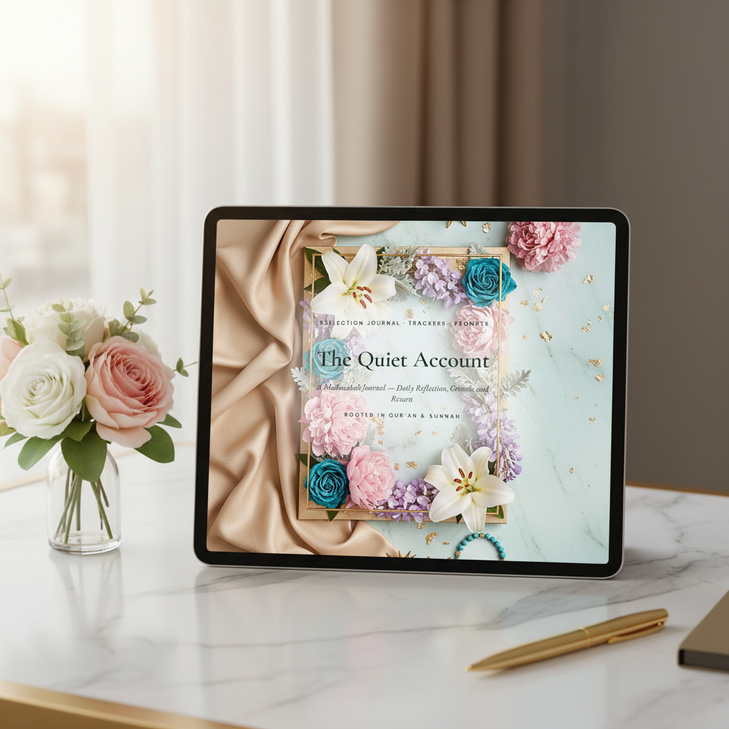J2. The Quiet Account — Tablet Desk Mockup