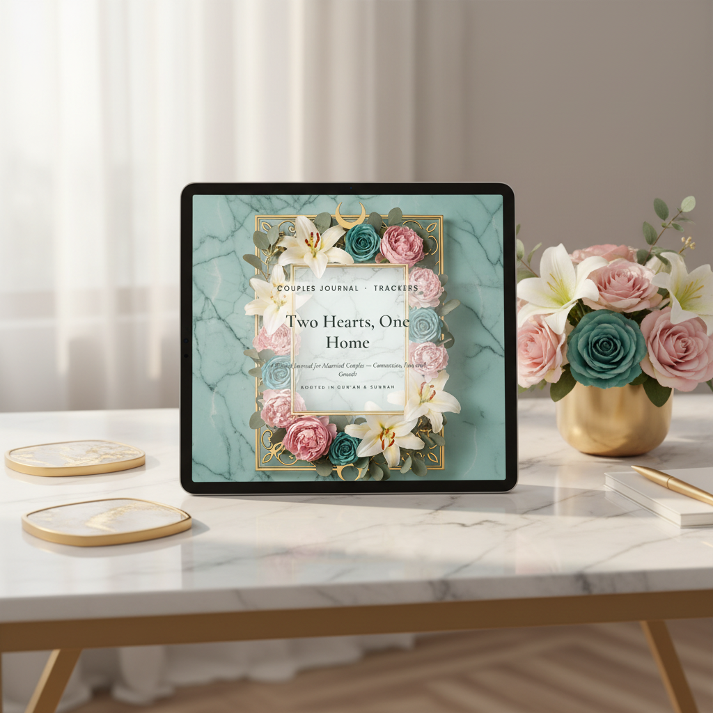 J9. Two Hearts One Home — Tablet Desk Mockup