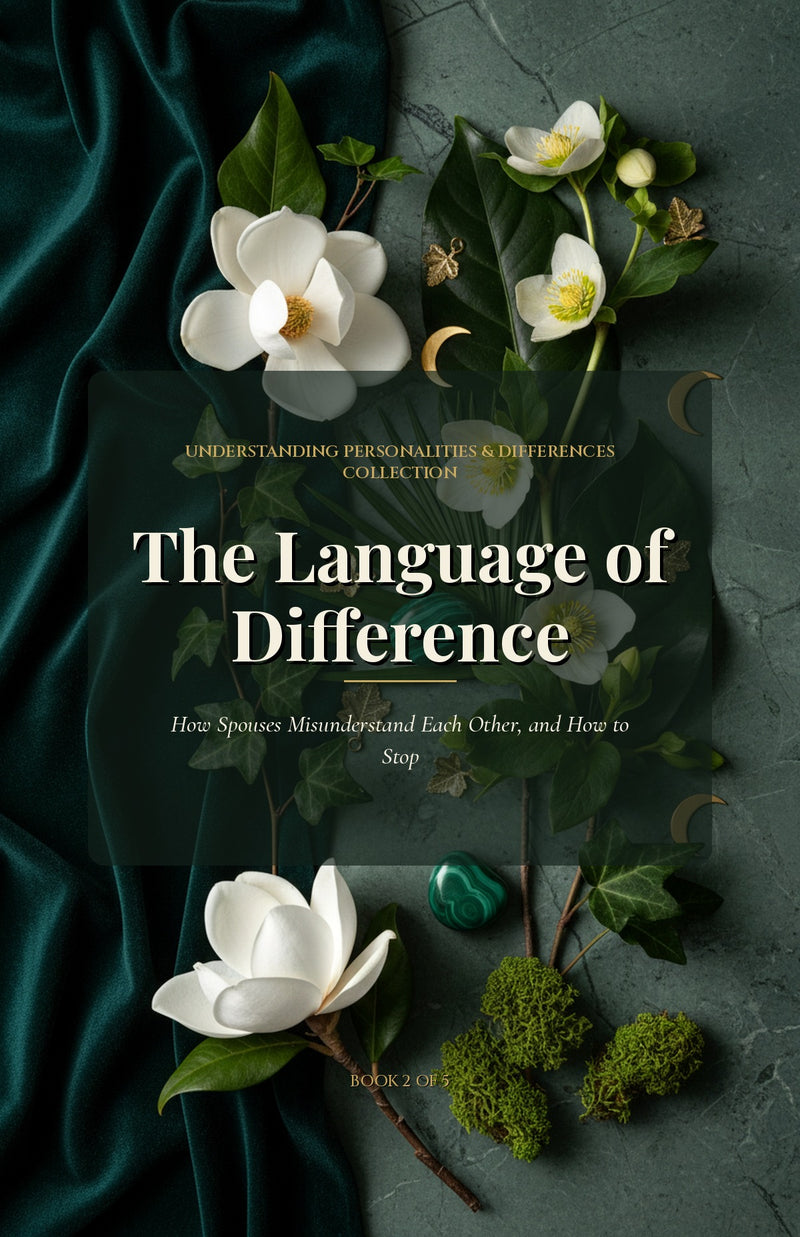 The Language of Difference — full cover, deep green botanical design with magnolias and gold accents