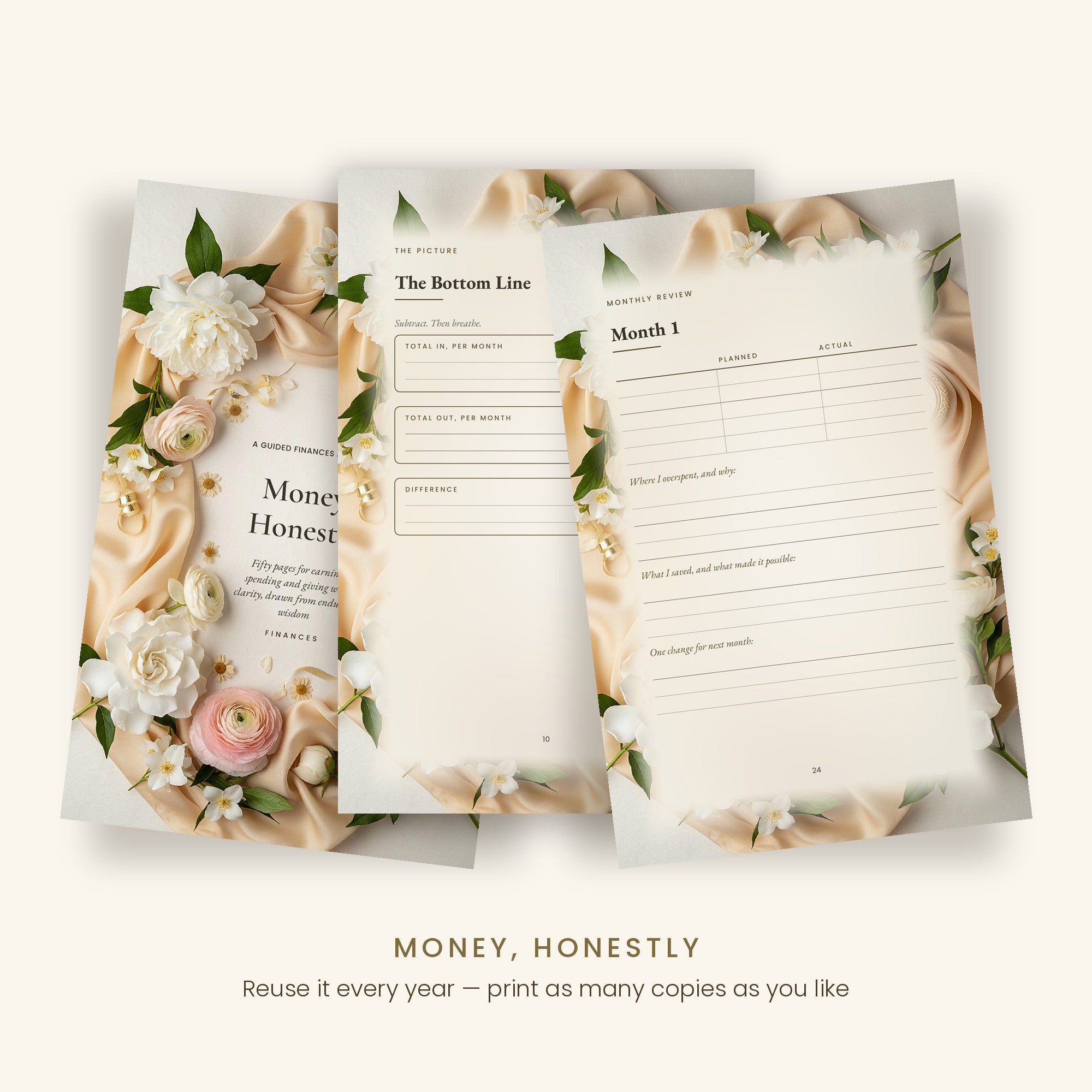 Money, Honestly — Printable Budget & Debt Payoff Journal | 50-Page Finance PDF - AakhiraHub