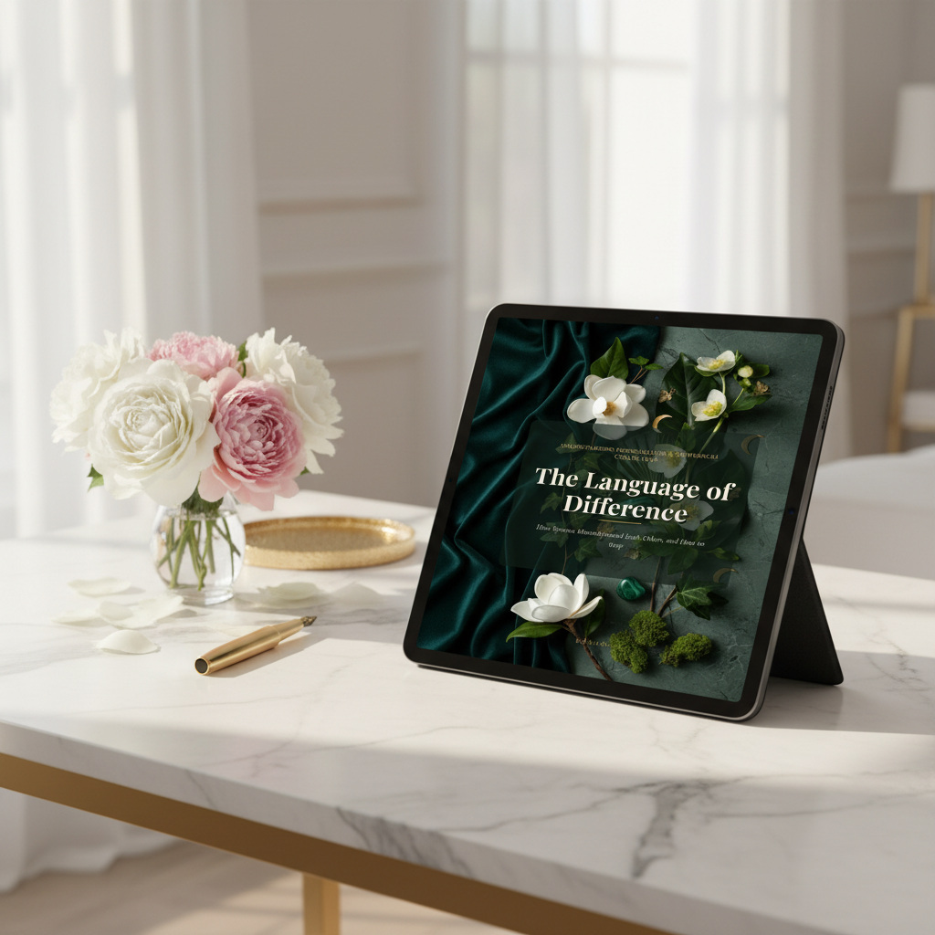 The Language of Difference — Angled Tablet Desk Mockup